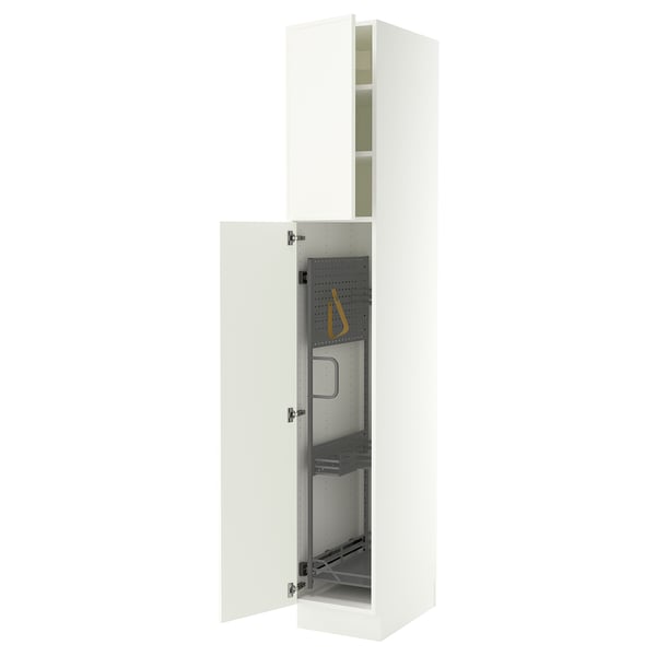SEKTION High cabinet/pull-out int fittings, white/Aspudden matt white, 15x24x90 "