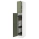 This image shows an open white ikea SEKTION cabinet with green doors, revealing adjustable shelves and hardware, displaying a modern and clean design.