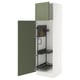 A SEKTION kitchen cabinet in green with adjustable shelves and a dampening hinge.