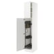 White SEKTION kitchen cabinet with adjustable shelves, open doors revealing inner organisation.