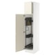 White SEKTION cabinet with adjustable shelves and off-white door, partially open.