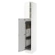 An open white SEKTION kitchen cabinet with a subtle grain structure, featuring adjustable shelves and a door with snap-on hinges.