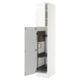 A white SEKTION kitchen cabinet with adjustable shelves and a built-in cleaning accessory.