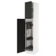 SEKTION white cabinet with black doors adjustable shelves and inner storage accessories.