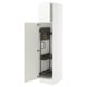 White SEKTION kitchen cabinet with glossy door, open showing interior shelves.