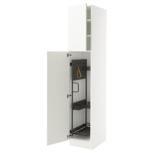 SEKTION white high cabinet; modern, adjustable shelves, clean look.