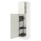 White SEKTION cabinet with adjustable shelves and pegboard, one door open.