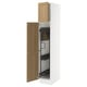 SEKTION white cabinet with oak doors, adjustable shelves, and damper hinges.