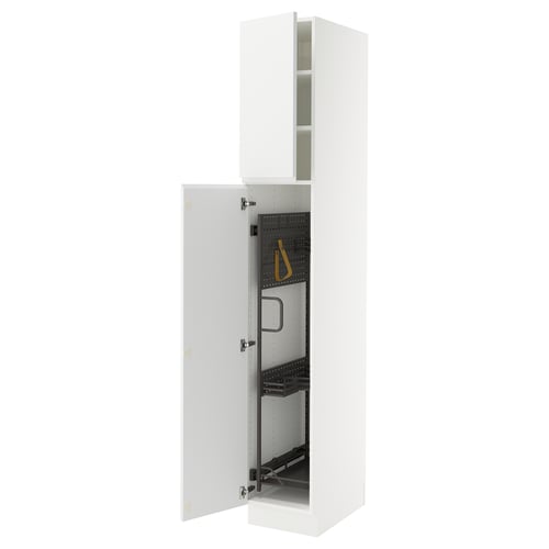 SEKTION white kitchen cabinet with adjustable shelves and soft-close hinges.