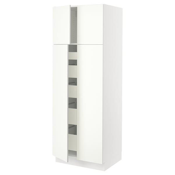 SEKTION white kitchen cabinet with hinges, modern design, sturdy particleboard frame, sleek white finish.
