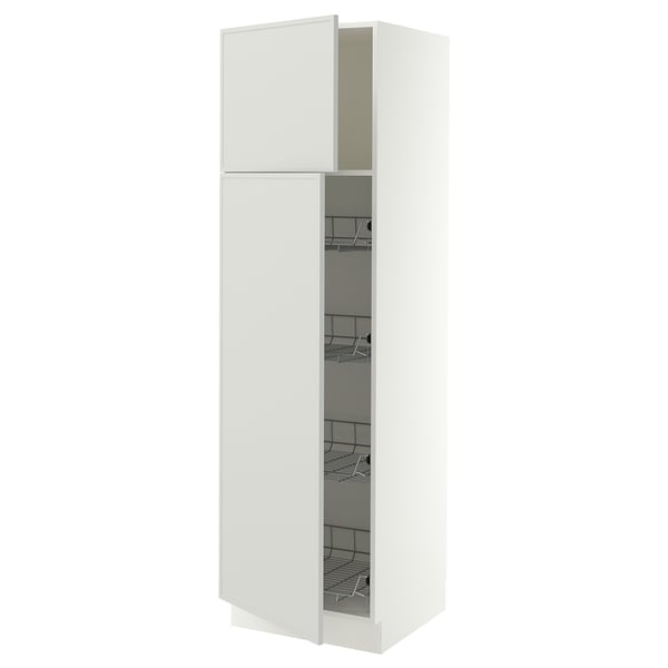 SEKTION High cabinet w door/wire baskets, white/Aspudden light gray, 24x24x80 "