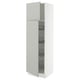 Behind: white cabinet with light grey door, smooth close hinge, black wire shelves.