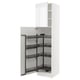A white SEKTION kitchen cabinet with black pull-out shelves.