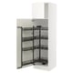 SEKTION white kitchen cabinet with black pull-out shelves.