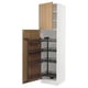 An ikea SEKTION kitchen cabinet in white with oak doors and pull-out shelves.