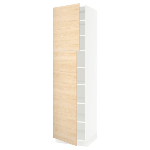 SEKTION kitchen cabinet in light ash, tall white, with adjustable shelves.
