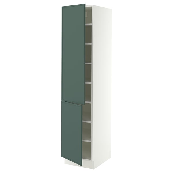SEKTION High cabinet with shelves/2 doors, white/Aspudden dark gray-green, 18x24x80 "