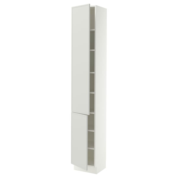 SEKTION High cabinet with shelves/2 doors, white/Aspudden light gray, 15x15x90 "