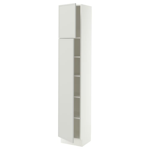 SEKTION High cabinet with shelves/2 doors, white/Aspudden light gray, 15x15x80 "
