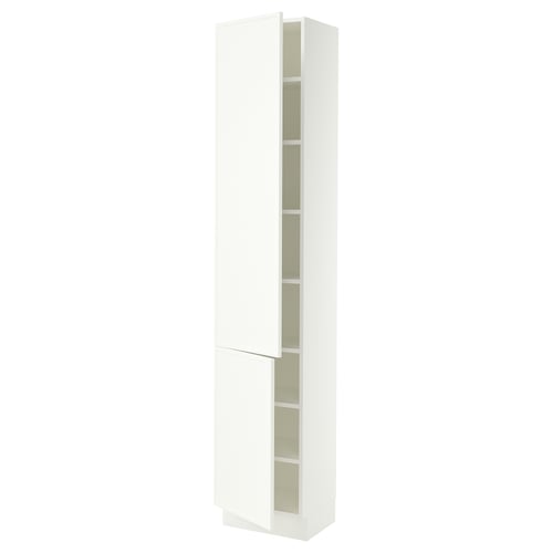 SEKTION High cabinet with shelves/2 doors, white/Aspudden matt white, 18x15x90 "