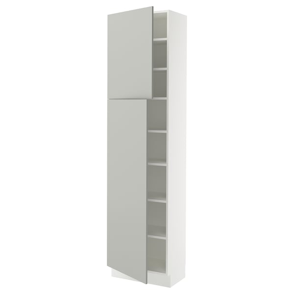 Grey SEKTION kitchen cabinet with adjustable shelves and soft-close door.