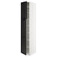 SEKTION white and black kitchen cabinet with shelves and wood door.