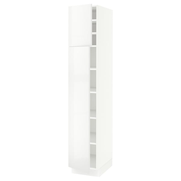 White modern cabinet with two adjustable shelves, sleek design.