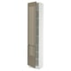 A white SEKTION kitchen cabinet with a high-gloss gold-brown door featuring integrated handles. Tall, rectangular, with adjustable shelves inside.
