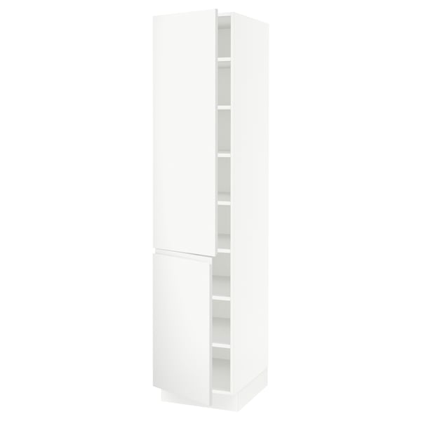 SEKTION white kitchen cabinet, tall, minimalist design, matte finish, adjustable shelves.