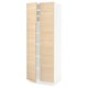 A white and light wooden SEKTION kitchen cabinet. It is tall with two light ash-toned doors and adjustable shelves.
