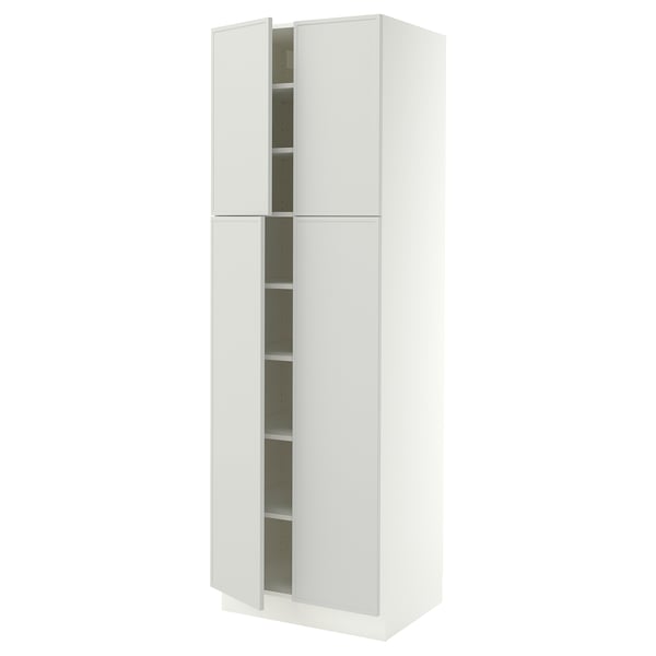 SEKTION High cabinet with shelves/4 doors, white/Aspudden light gray, 30x24x90 "
