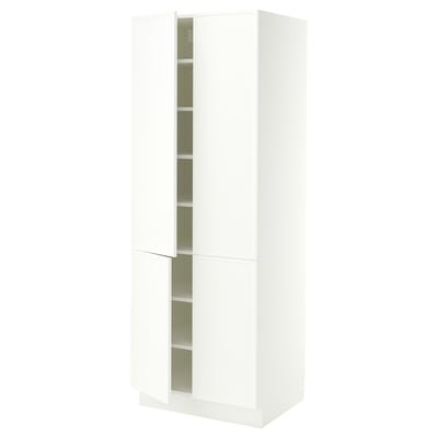 SEKTION High cabinet with shelves/4 doors, white/Aspudden matt white, 30x24x80 "