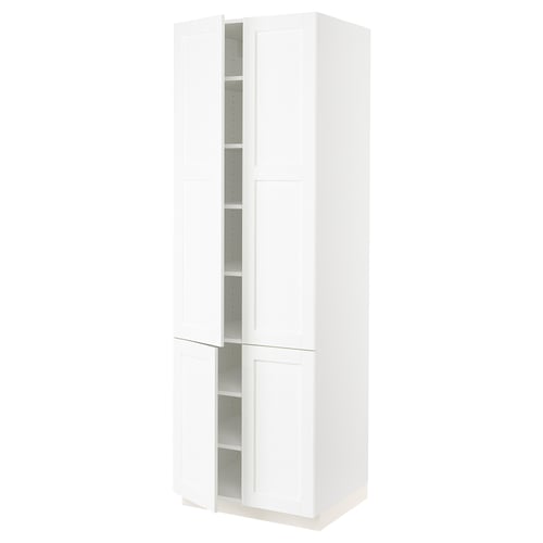 White SEKTION kitchen cabinet with adjustable shelves and soft-closing doors.