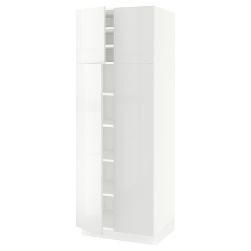 SEKTION white high gloss cabinet, modern, square, high storage.