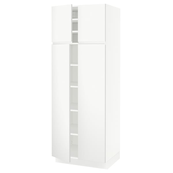 A white SEKTION cabinet with adjustable shelves and integrated door hinges.