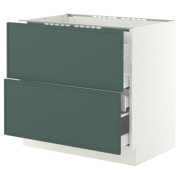SEKTION / MAXIMERA Base cab f cktp/2 fronts/3 drawers, white/Aspudden dark gray-green, 36x24x30 "