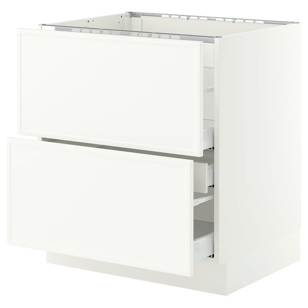 SEKTION / MAXIMERA Base cab f cktp/2 fronts/3 drawers, white/Aspudden matt white, 30x24x30 "