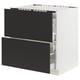 A SEKTION kitchen cabinet with two black drawers and white frame. Modern design, square shape.