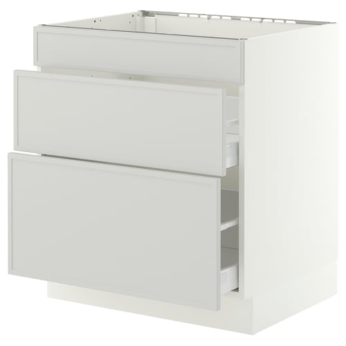 SEKTION / MAXIMERA Base cab f cktp/3 fronts/2 drawers, white/Aspudden light gray, 30x24x30 "