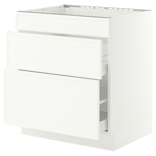 SEKTION / MAXIMERA Base cab f cktp/3 fronts/2 drawers, white/Aspudden matt white, 30x24x30 "