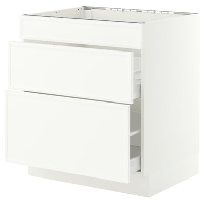 SEKTION / MAXIMERA Base cab f cktp/3 fronts/2 drawers, white/Aspudden matt white, 30x24x30 "
