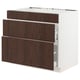 White & brown SEKTION kitchen cabinet, 3 drawers.