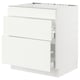White SEKTION kitchen unit with three drawers.