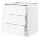 SEKTION white kitchen cabinet with three drawers and modern design.
