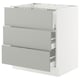 White SEKTION kitchen cabinet with grey drawers, modern minimalist design.