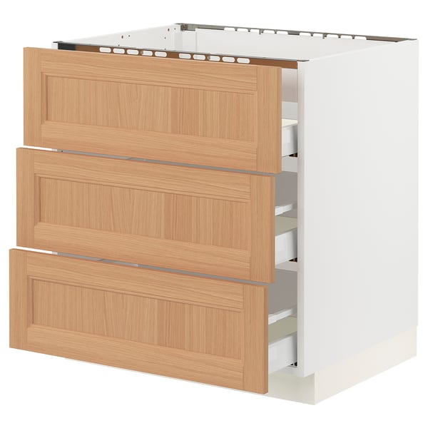 SEKTION oak drawers, white base