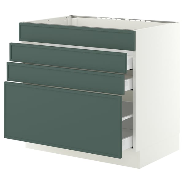 SEKTION / MAXIMERA Base cab f cktp/4 fronts/3 drawers, white/Aspudden dark gray-green, 36x24x30 "