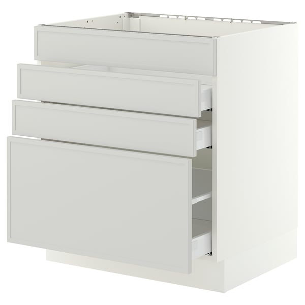 SEKTION / MAXIMERA Base cab f cktp/4 fronts/3 drawers, white/Aspudden light gray, 30x24x30 "