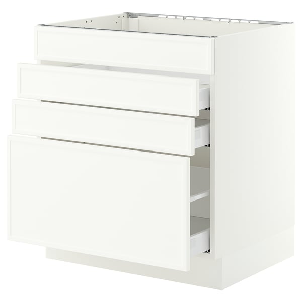 SEKTION / MAXIMERA Base cab f cktp/4 fronts/3 drawers, white/Aspudden matt white, 30x24x30 "
