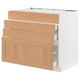 SEKTION kitchen unit with oak drawers and white base.